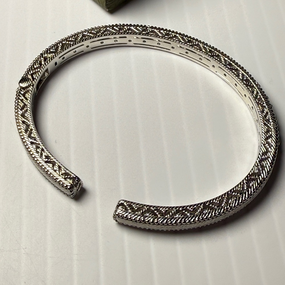 Judith Ripka Sterling 2.50  cttw Emerald & White Topaz Cuff R11 - Picture 8 of 11